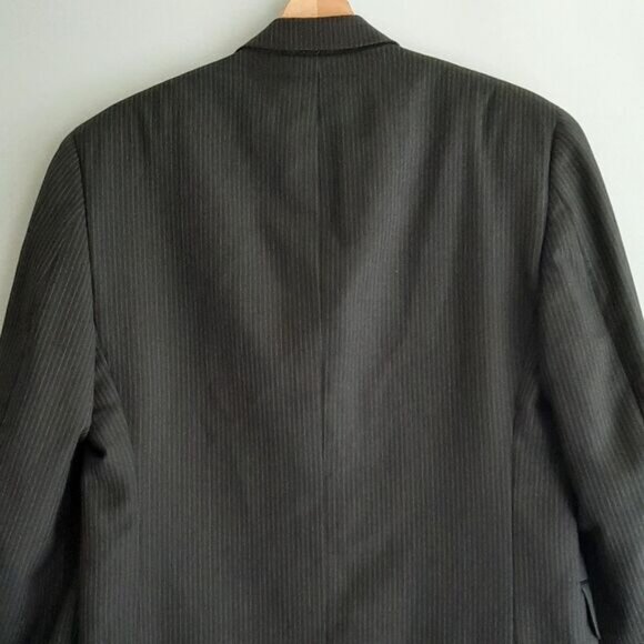 CHAPS / 100% Wool Pinstripe Blazer Jacket Black Men's Sz 36 S - Picture 8 of 13